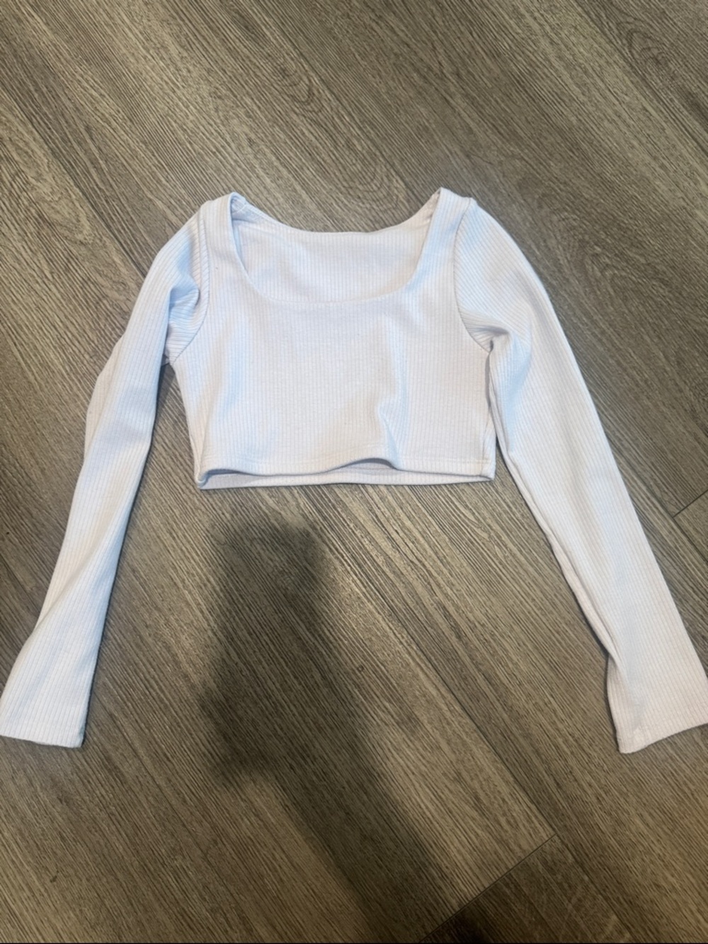 Girls' Ribbed Long-Sleeve white Dance Crop Top